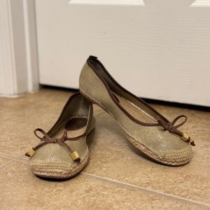 MICHAEL Michael Kors Espadrilles Flats - Metallic Gold with Bow - 8.5